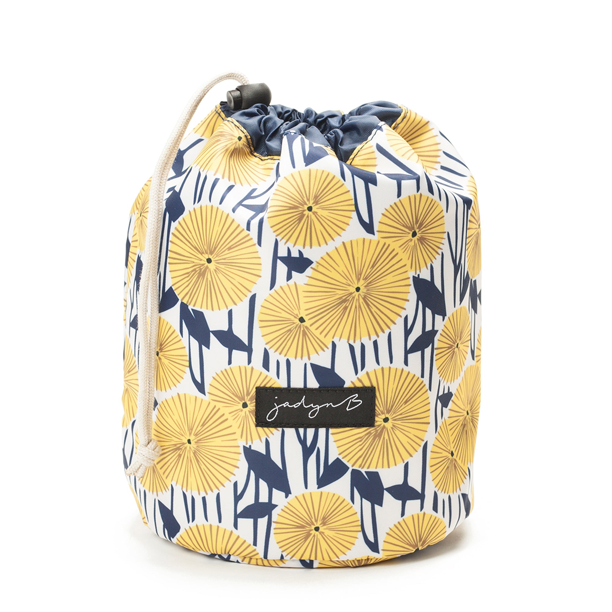 cinch top makeup travel bag Cosmetic Cinch Yellow Flowers
