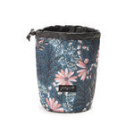 cosmetic cinch bag navy floral extended front view makeup travel organizer