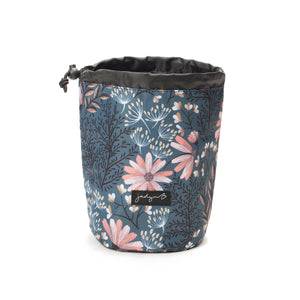 
                  
                    cosmetic cinch bag navy floral extended front view makeup travel organizer
                  
                