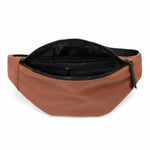 fanny pack brown leather interior view leather waist bag