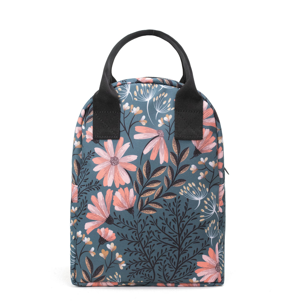 lunch tote navy floral back view everyday insulated