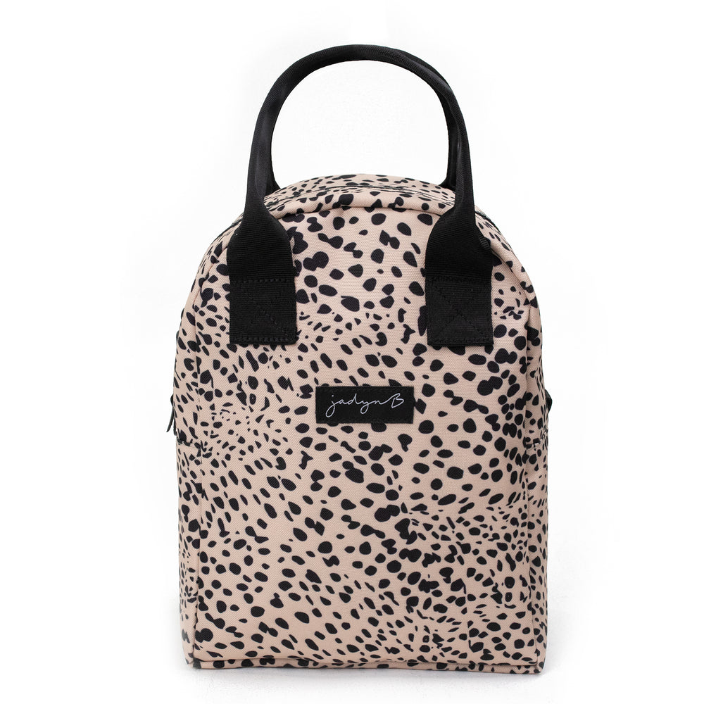 lunch tote cheetah spot front view everyday insulated