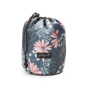 
                  
                    cosmetic cinch bag navy floral cinched front view makeup travel organizer
                  
                